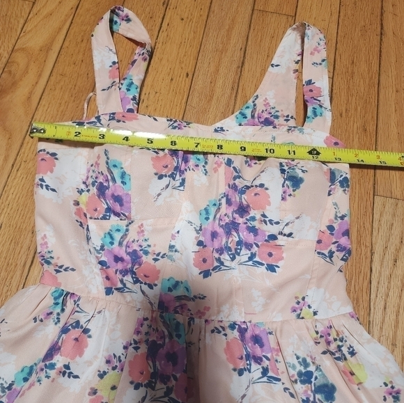 𝅺LC Lauren Conrad Women's Fit & Flare Sweetheart Floral Pink Dress - Picture 3 of 13